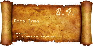 Bors Irma névjegykártya